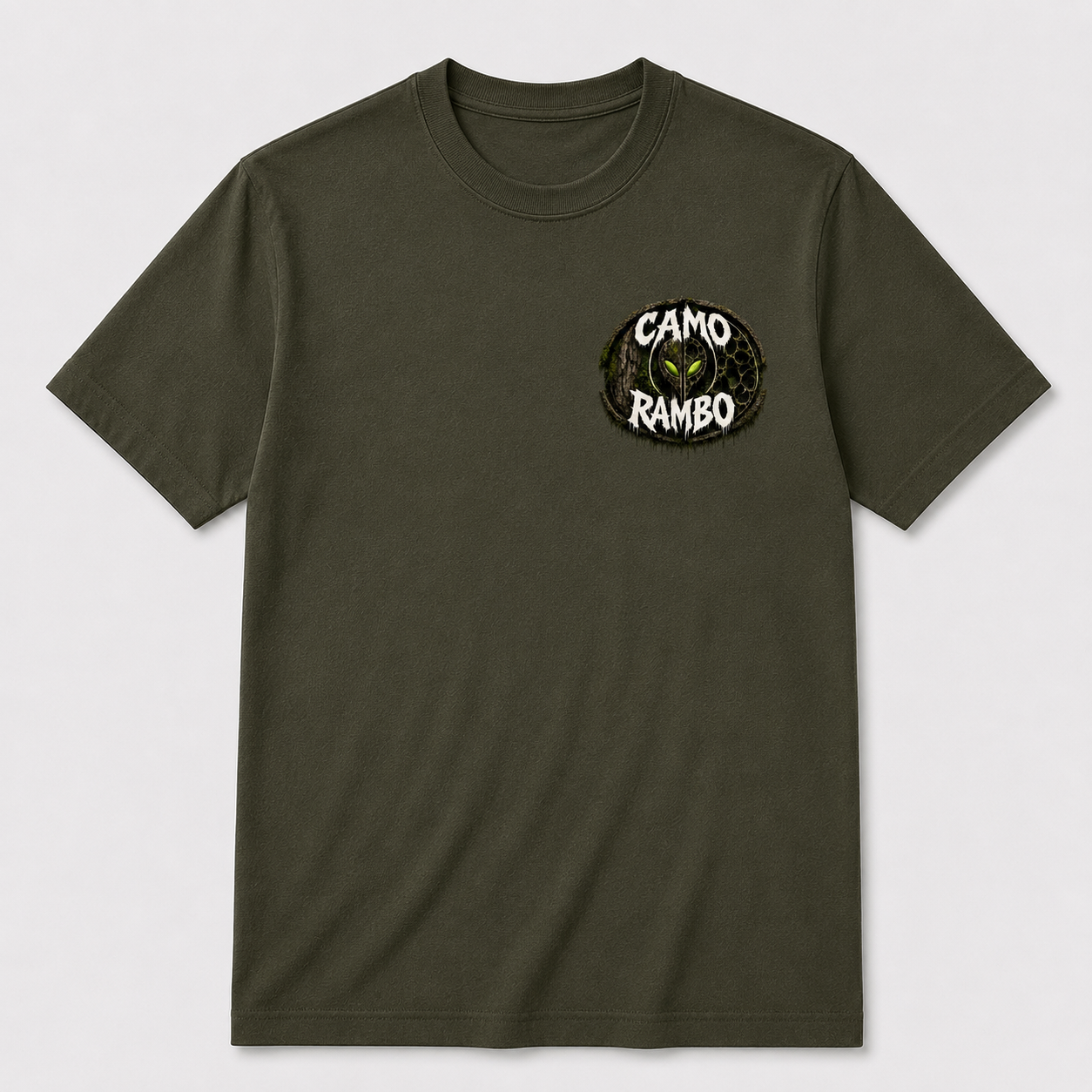 CAMO RAMBO Logo Tee — Military Green