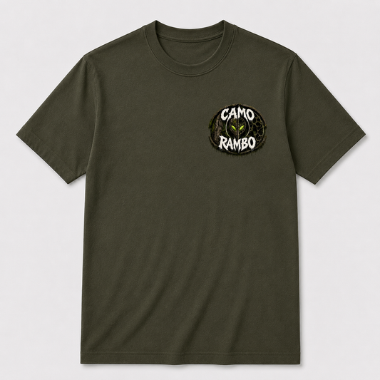 CAMO RAMBO Logo Tee — Military Green